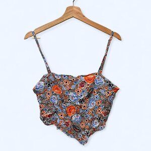 Green cove floral top with straps #floral